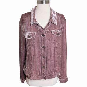 Sundance Velvet Button Down Trucker Jacket XL Dusty Rose Silk Blend Luxury